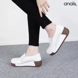 [아나이스] 소가죽 펀칭 통굽 로퍼 5cm_26S079