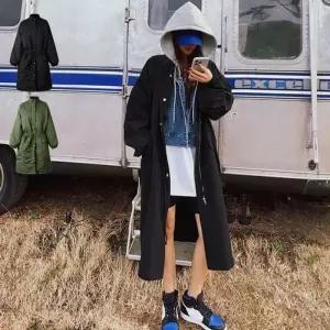 [라일리여성의류] Rly 캐주얼 여성 롱 야상 후드 바람막이