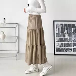 [라일리여성의류] Rly 캉캉 골덴 코듀로이 롱치마 밴딩 스커트