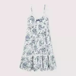 [lunaluz](신세계 사우스시티)여성 쟈르뎅 모달코튼 끈소매 브라캡내장 원피스 잠옷