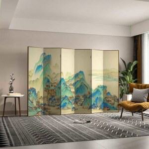 전통 민화 병풍 인테리어 장자송 45x180cm 액자 도안 패턴 파티션 사이즈 6폭