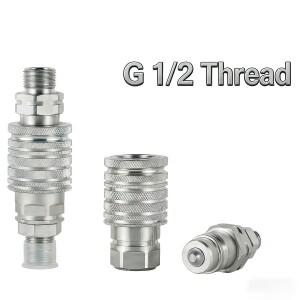 1세트 유압 퀵 커플러 G1/2'' 나사산 ISO-5675 푸시-풀 커넥터 중장비 보브캣 케이스 캐터필러 호환