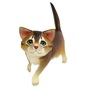 아비시니안 고양이 접이식 종이접기 미니 귀여운 3D 종이 모델 페이퍼크래프트 애완동물 동물 DIY 어린이