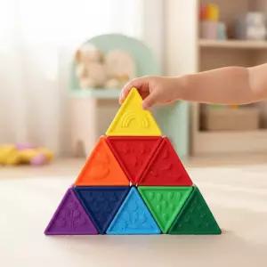 젤리스톤 실리콘 삼각 블럭쌓기 쌓기놀이 장난감 숫자놀이 컬러 블럭 무지개 삼각형 소프트