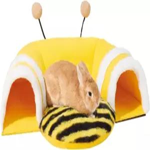 코푸 따뜻한 토끼 은신처 터널 침대 귀여운 벌 모양 부드러운 탈부착 가능한 기니피그 및 케이지용 튜브