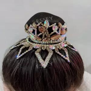 올림머리 세트 체조 댄스 머리장식 큐빅장식 머리끈 밴드 공연