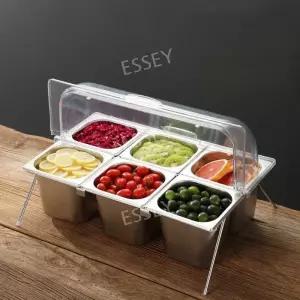 뚜껑이 있는 진열장 과일 방지용 접시 뷔페 먼지 스테인리스 투명 트레이 커버