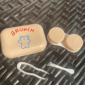 곰돌이 소프트 렌즈 케이스 휴대용 여행용 거울 투명 콘택트