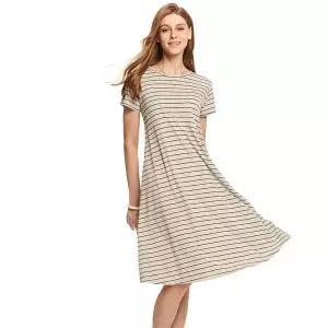 [하프클럽/] 레이온 블렌드 반팔 줄무늬 원피스 AT-OM202_H