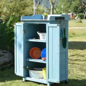 야외 정원 농기구 옥상 원목 미니창고 수납장 공구