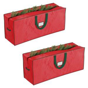 크리스마스 트리 보관 가방 세트 - 7.5피트 인공 나무용 가방 2개 세트 - 엘프 스토어의 홀리데이 장식과 풍선 보호 (빨간색)