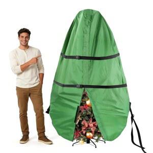 7.5피트 업라이트 크리스마스 트리 보관 가방 - 인공 나무에 장식물을 보관하고 버클 스트랩과 신축성 있는 바닥이 있는 넓고 가벼운 옥스포드 업라이트 트리 커버