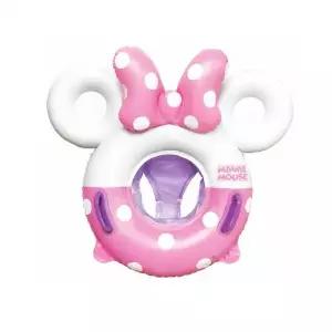 유아 물놀이 안전 보조 튜브 미니마우스 캐릭터 디자인 쿠션형 워킹 링 핑크