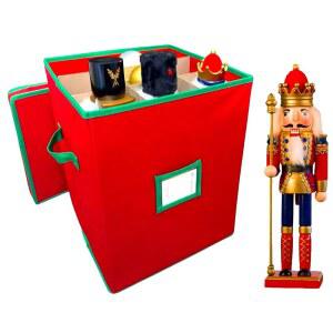 노바자누 대형 크리스마스 호두까기 인형 보관 용기, 조절 가능한 칸막이 16.5인치 높이 크리스마스 장식 보관함으로 9개의 호두까기 인형과 피규어를 보관할 수 있습니다