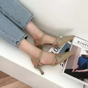 [라일리] Rly 소가죽 슬림라인 포인티드 토 여성 미들힐 구두