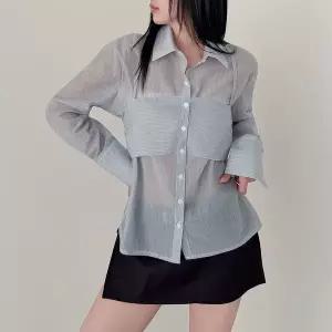 [하프클럽/]여자 레이어드탑 로프 비침 코르셋 SS 셔츠