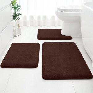 홈아이디어스 업그레이드 욕실 러그 세트 3피스, 초두꺼운 흡수 소프트 메모리 폼, 세척 가능한 매트 , 17 x24
