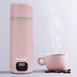 스타블루 휴대용 여행용 주전자 핑크 350ml 글로벌 전압의 물 전기 6가지 온도 모드 °C/°F 전환 가능