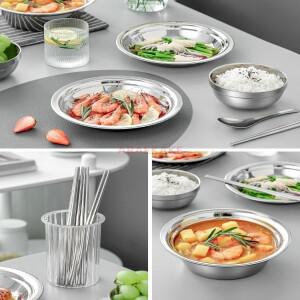 수저세트 부부 식기 숟가락 젓가락 나무 은 고급 예단 유기 스테인리스 스틸 식기 그릇 및 접시 세트, 야외