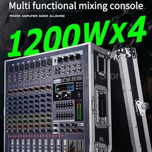 무선 마이크가 장착된 4채널 1200Wx4 고출력 증폭기 믹싱 콘솔이 장착된 듀얼 그룹 서브우퍼 증폭기