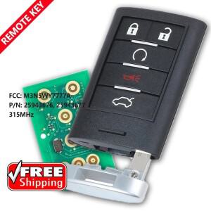 DIYKEY FCC: M3N5WY7777A 캐딜락 CTS STS용 키리스  원격 키 FOB 2008 2010-2012 2013 315MHz 쉘 케이스