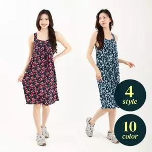 (1+1)냉장고 원피스 잠옷 꽃무늬 홈웨어 나시 반팔 셔링 프릴소매