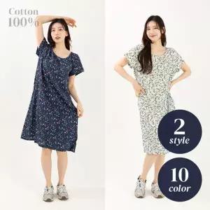 아사면 원피스 잠옷 꽃무늬 홈웨어 시원한 홈드레스 나시 반팔