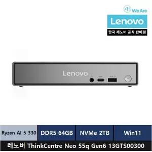 레노버 미니PC ThinkCentre neo 55q Gen6 13GTS00300 라이젠 AI 5 330/64gb/2tb/윈11프로 시리얼포트 -ps