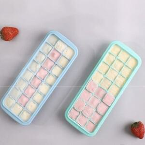뚜껑이 있는 실리콘 얼음 트레이 24 큐브 젤리 메이커 냉동 몰드 위스키 칵테일 콜라 이유식 및 음료용
