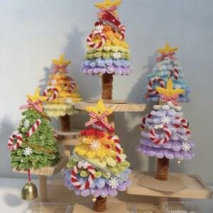 DIY 무지개 크리스마스 트리 트위스트 스틱 장식 수제 축제 재료 가정 프렌드 선물용