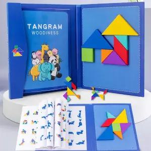 퍼즐 유아 교육 자기 Tangram 나무 보드 몬테소리 지그 소 게임