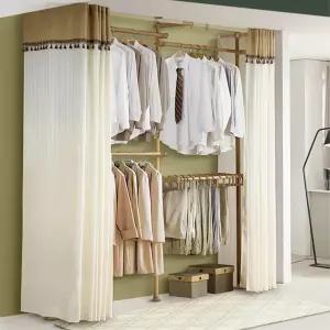 길이조절 바지깔끔수납 커텐커버 행거 4단 공간활용 자취방 스탠딩옷걸이 옷방 1인