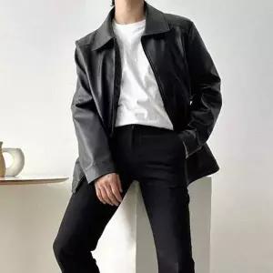 남성 JP896927 간절기 아우터 캐주얼 블루종 레더 가죽자켓