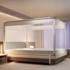 대형 접이식 침대 모기장 사각 캠핑용 방충망 휴대용 원터치 설치 간편한 가정용 바닥 커버