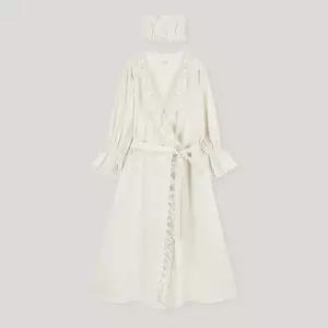 [lunaluz](신세계 사우스시티)여성 다프네 코튼 긴소매 로브가운 (헤어밴드포함)