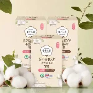 좋은느낌 생리대 유기농 순면 탐폰 체내형 여성용품 3팩 MNS
