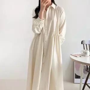 여자 간절기 카라넥 셔링 77사이즈 롱원피스