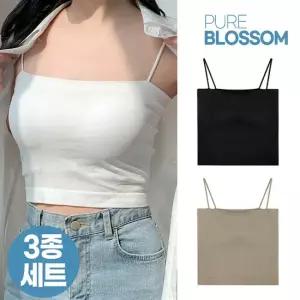 [퓨어블라썸][3종세트] 심리스 무봉재 브라캡내장 크롭 나시