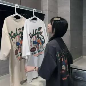 걸스 여름티 프리미엄러블리한 와이드핏 릴렉스 로고프린트 반팔티