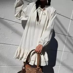 여자 리본 프릴 캉캉 퍼프 미니원피스