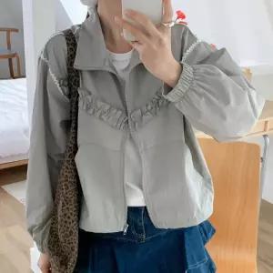 여자 러블리 프릴 레이스 바스락 집업 점퍼