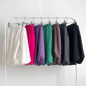 여성 비비드 벌룬 플레어 밴딩 핑크 미니스커트