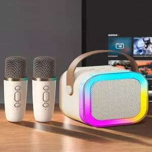 미니노래방기계 세트 반주기 차량용 이동식 가정용 핑크 노래방기계 마이크 소형 주변광 싱글