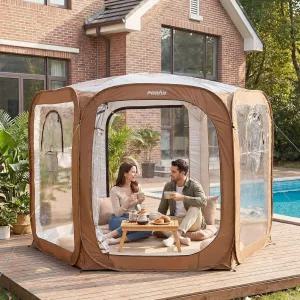 포라헛 팝업 버블 텐트 스크린 하우스 10피트 X10인치 대형 캠핑용 선쉐이드 탈착식 천 방수 바닥 지퍼