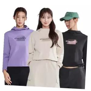 [디스커버리]25FW 가을 신상 여성 아웃도어 그래픽 후드티셔츠 티셔츠/소로나웜/체온유지/세미오버핏 DW...