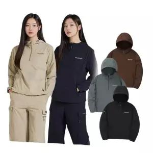 [디스커버리]24년 가을 이월/할인 여성 세미오버핏 우븐 에센셜 트레이닝 후드 아노락자켓/긴팔/나일론/...