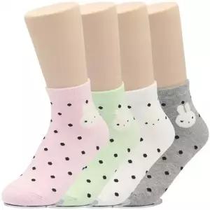 여성 패션 국산 단목 양말 토끼도트 10켤레 구성 학생 흰 패션 카바 면 캐릭터 칼라 중목 긴 양말