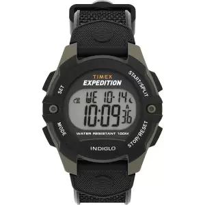 Timex 남성용 Expedition 41mm 시계블랙 스트랩 디지털 다이얼 그린 케이스