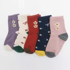 5족 유아동 일주일 요일 어린이 매일신는 꽃패턴 양말 어린이집양말 아동양말