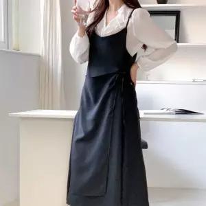 여자 레이어드 랩스커트 리본 하객룩 롱원피스